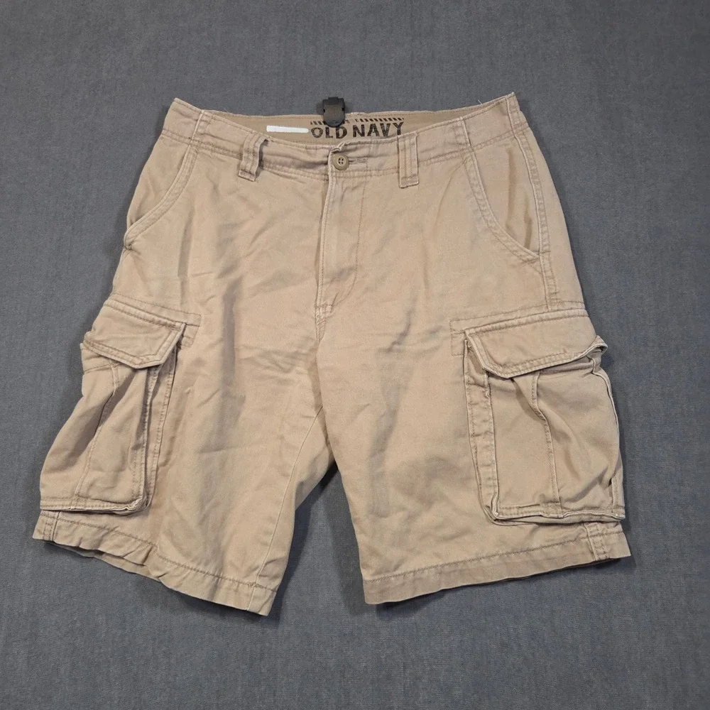 Old Navy Cargo Shorts Mens 30 Tan Khaki Cotton Multi Pocket Utility Casual